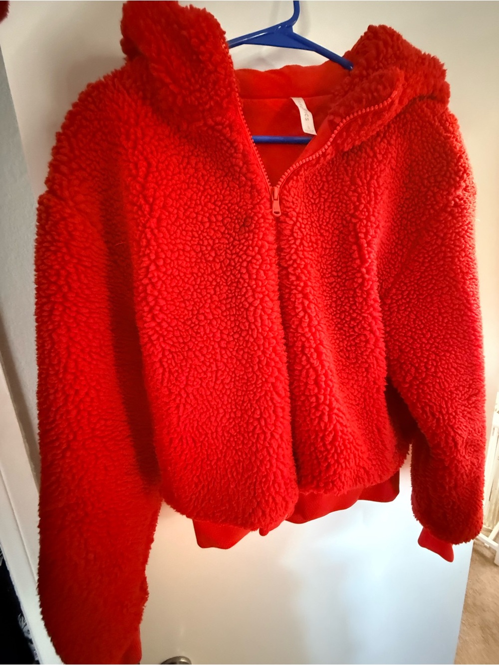 Women’s Fabletics Cozy Red Sherpa Hoodie Jacket
